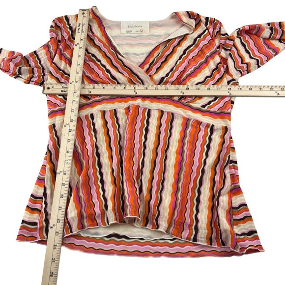 Liz Claiborne XL Multicolor V-Neck Long Sleeve Top Y2k - Picture 2 of 5